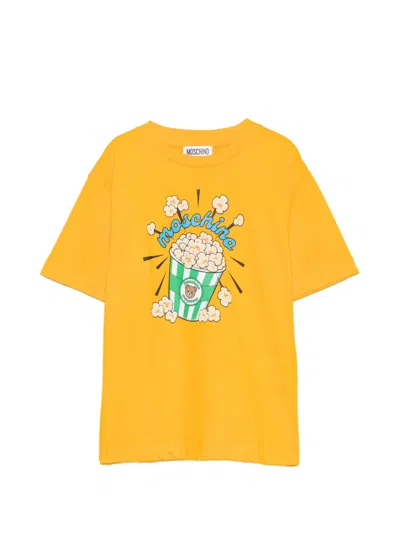 Moschino Kids' Teddy Bear Popcorn-print T-shirt In Yellow