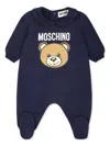 Moschino Teddy Bear Print Babygrow In Blue