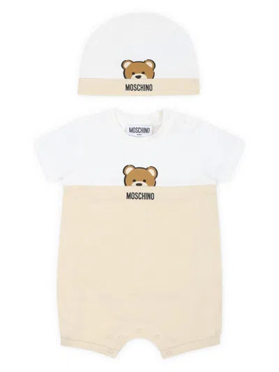 Moschino Teddy Bear Print Babygrow Set In Neutrals