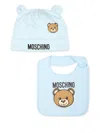 Moschino Teddy Bear-print Beanie Set In Blue