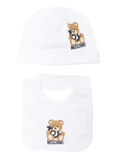 Moschino Babies' Teddy Bear-print Beanie In White