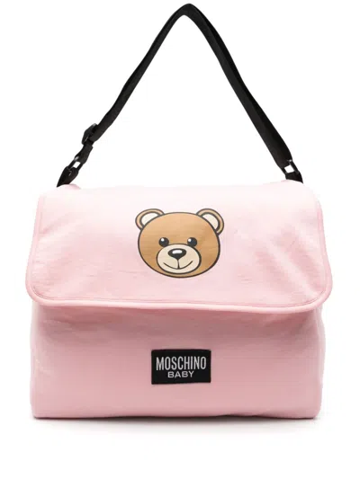 Moschino Teddy Bear-print Changing Bag In Pink