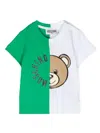 Moschino Teddy Bear-print Colour-block T-shirt In Green