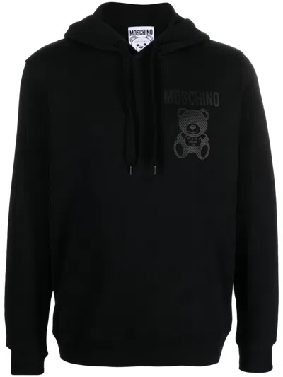 Moschino Teddy Bear-print Cotton Hoodie In Black