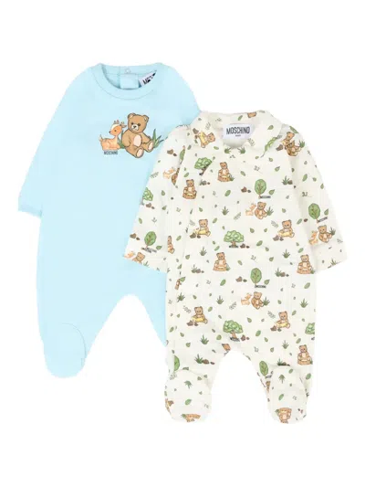 Moschino Babies' Teddy Bear-print Cotton Romper Set In Multi