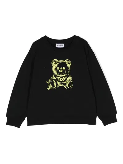 Moschino Kids' Teddy Bear-print Cotton Sweatshirt In Black