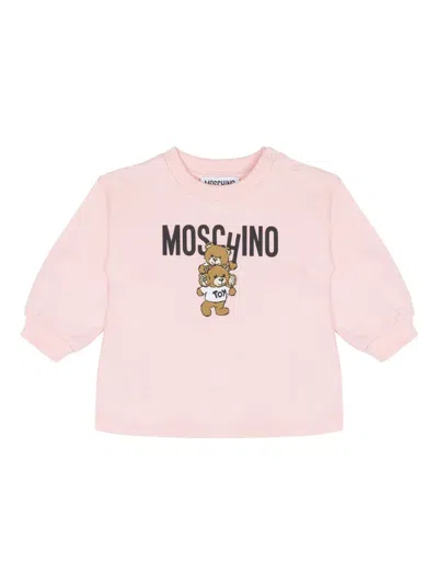 Moschino Babies' Teddy Bear-print Cotton Sweatshirt In Pink