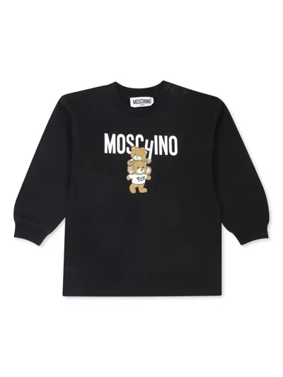 Moschino Babies' Teddy Bear-print Cotton Sweatshirt In Schwarz
