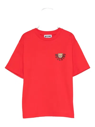 Moschino Teddy Bear-print Cotton T-shirt In Red