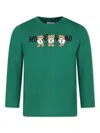 Moschino Teddy Bear-print Cotton T-shirt In 绿色
