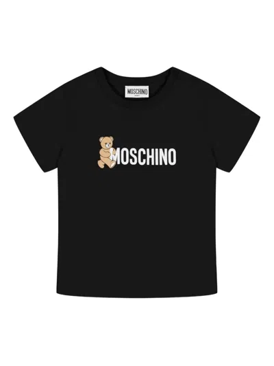 Moschino Babies' Teddy Bear-print Cotton T-shirt In Black