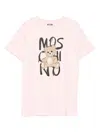 Moschino Kids Cotton T-shirt With Teddy Bear Print In Neutral