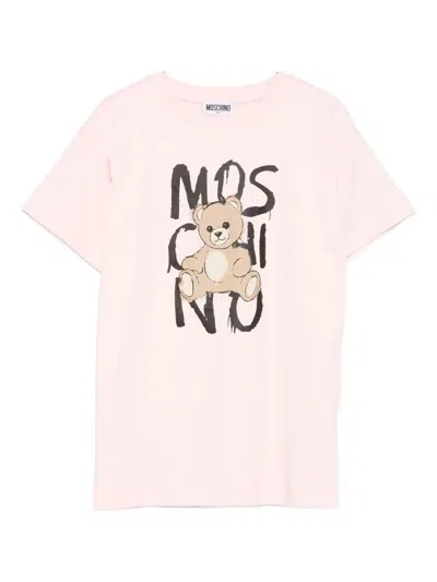 Moschino Kids' Teddy Bear-print Cotton T-shirt In Neutral