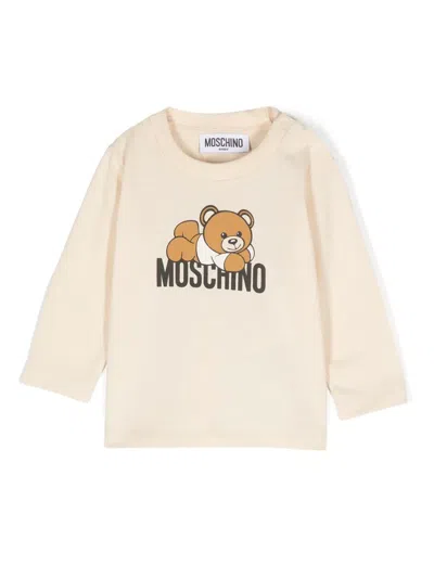 Moschino Babies' Teddy Bear-print Cotton T-shirt In Neutrals
