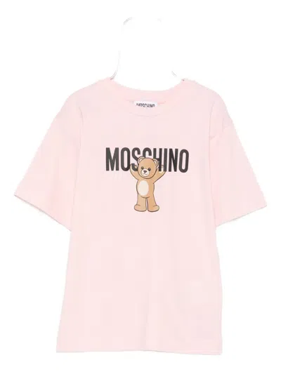 Moschino Kids' Teddy Bear-print Cotton T-shirt In Pink