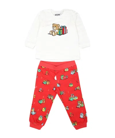 Moschino Teddy Bear-print Cotton Tracksuit Set In White