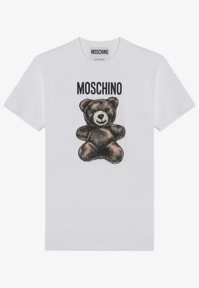Moschino Teddy Bear Print Crewneck T-shirt In White