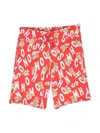 Moschino Teddy Bear-print Drawstring Shorts In Red