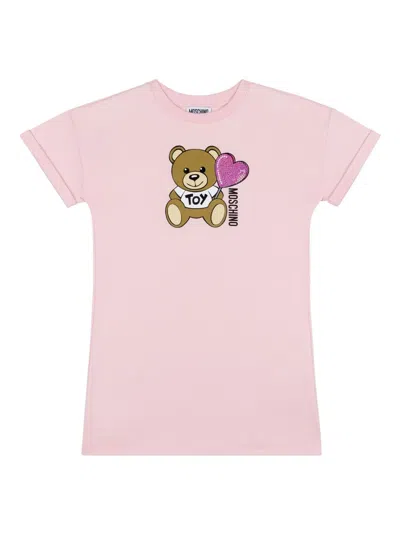 Moschino Kids' Teddy Bear-print Dress In Pink
