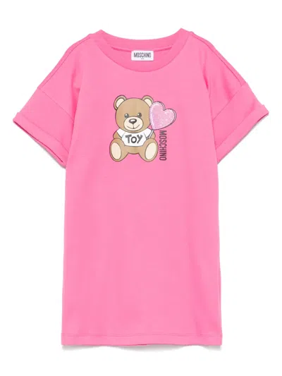 Moschino Kids' Teddy Bear-print Dress In Pink