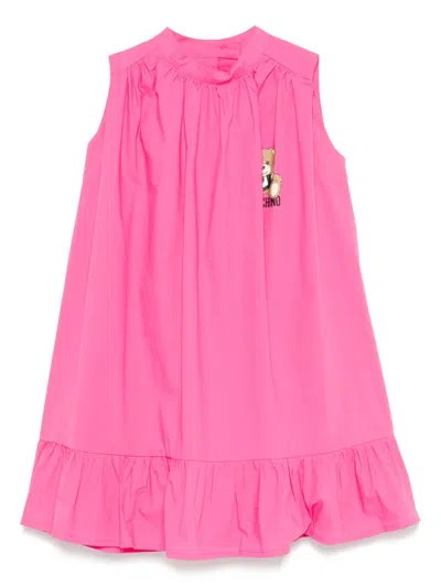 Moschino Kids' Teddy Bear-print Dress In Pink