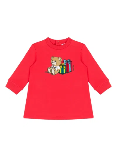 Moschino Babies' Teddy Bear-print Dress In Red