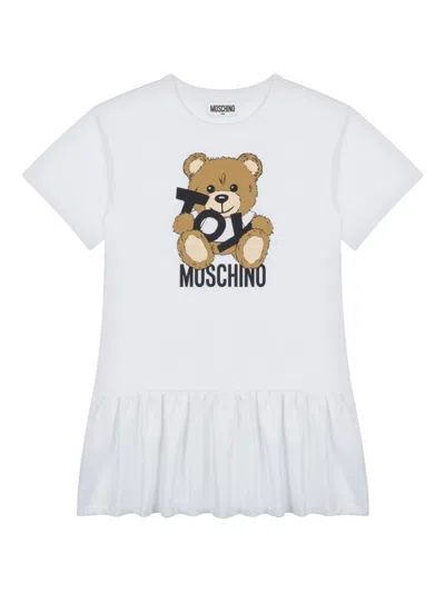 Moschino Kids' Teddy Bear-print Dress In White