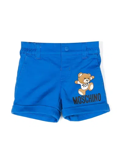 Moschino Babies' Teddy Bear-print Elasticated-waist Shorts In Blue