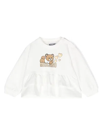 Moschino Babies' Sweatshirt Mit Teddy-print In Weiss