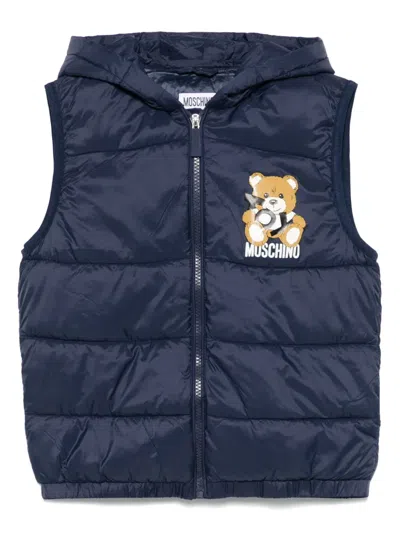 Moschino Kids' Teddy Bear-print Gilet In 蓝色
