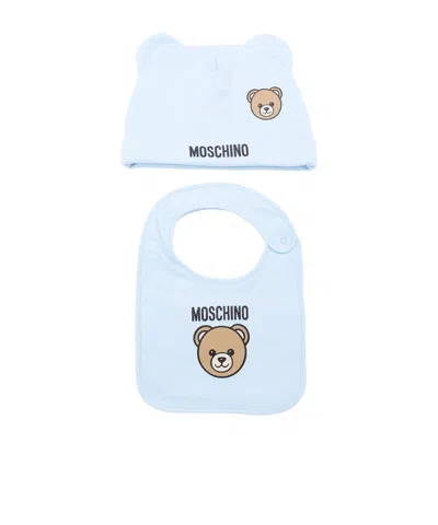 Moschino Babies' Teddy Bear-print Hat Set In Burgundy