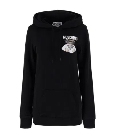 Moschino Teddy Bear-print Hoodie In Black