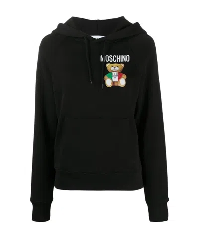 Moschino Teddy Bear-print Hoodie In Black