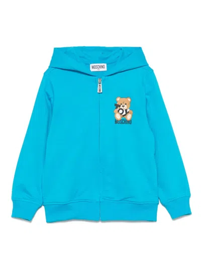 Moschino Kids' Teddy Bear-print Hoodie In Blue