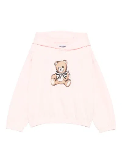 Moschino Teddy Bear-print Hoodie In Pink