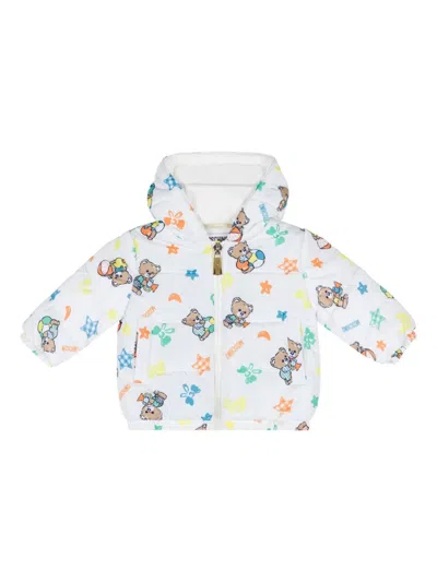 Moschino Babies' Teddy Bear Print Jacket In White