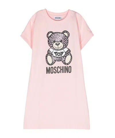 Moschino Kids' Teddy Bear-print Jersey Dress In Pink