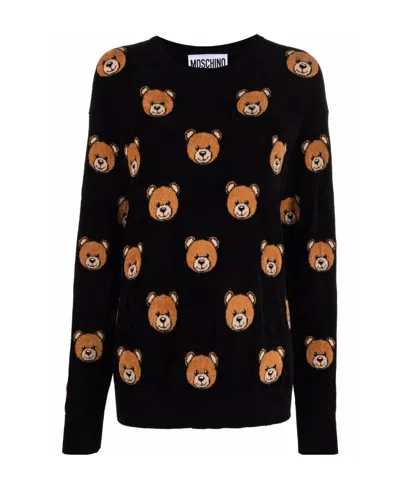 Moschino Teddy Bear-print Jumper In Black