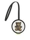 Moschino Round Teddy Bear Wrist Strap Keychain In Black