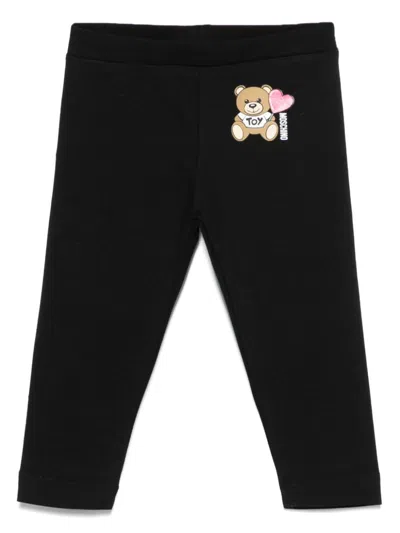 Moschino Babies' Teddy Bear-print Leggings In 黑色