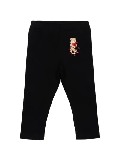 Moschino Babies' Teddy Bear Print Leggings In Black