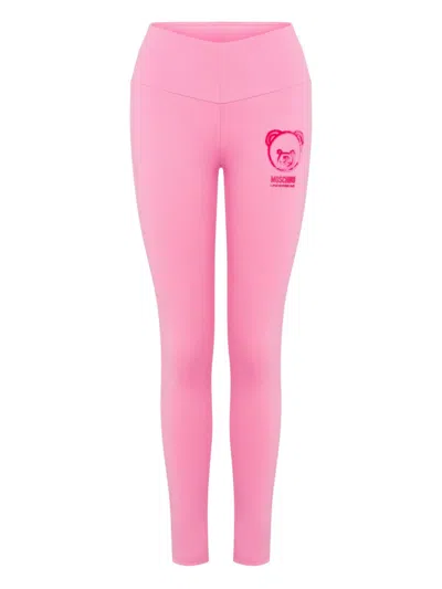 Moschino Teddy Bear-print Leggings In Pink