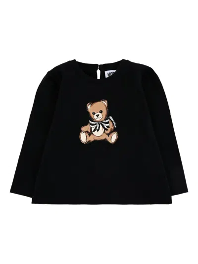 Moschino Babies' Teddy Bear-print Long-sleeve T-shirt In Black