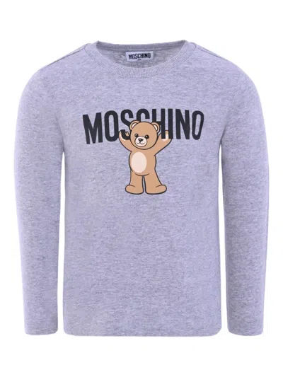 Moschino Kids' Teddy Bear-print Long-sleeve T-shirt In Purple