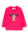 Moschino Teddy Bear-print Long-sleeves Top In Pink