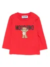 Moschino Teddy Bear-print Long-sleeves Top In Red