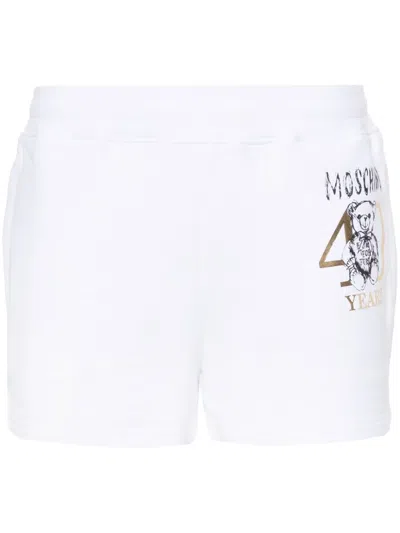 Moschino Teddy-bear-print Mini Shorts In White