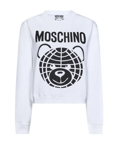 Moschino Teddy Bear-print Organic Cotton Sweatshirt In White