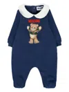 Moschino Teddy-print Collared Pajama In Blue