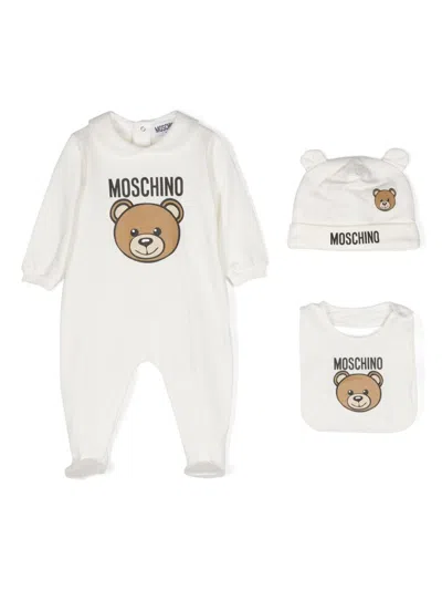 Moschino Babies' Teddy-bear Print Pyjamas In White